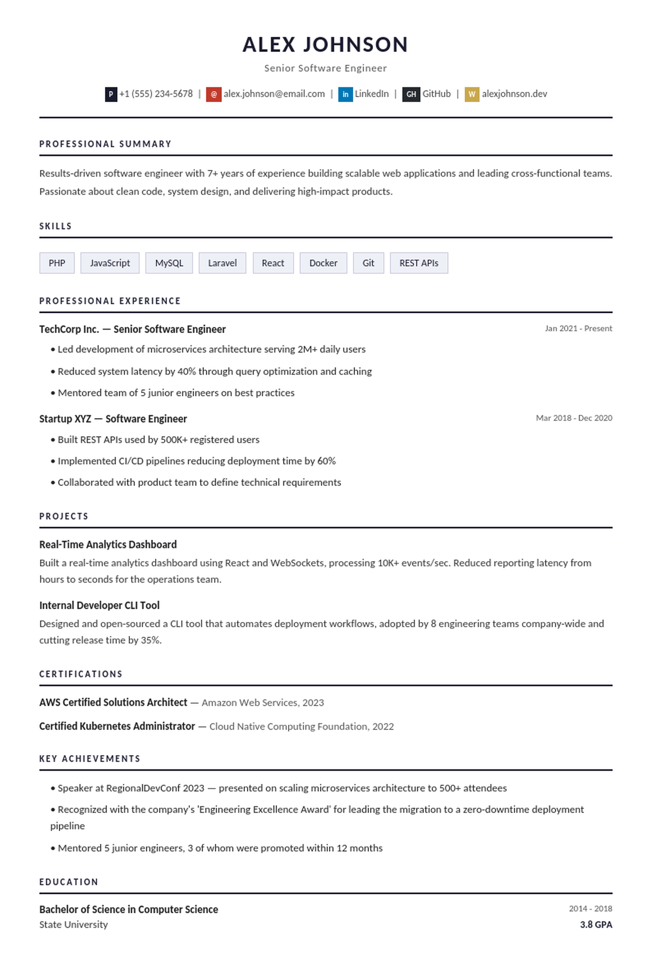 ResumeLume Classic Professional template preview
